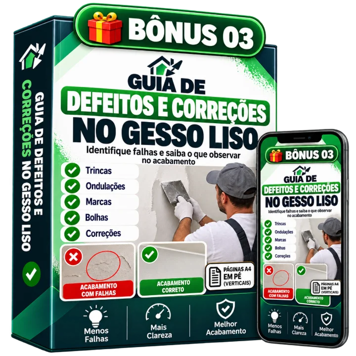 Mockup Bônus 3 — Guia de Defeitos e Correções no Gesso Liso