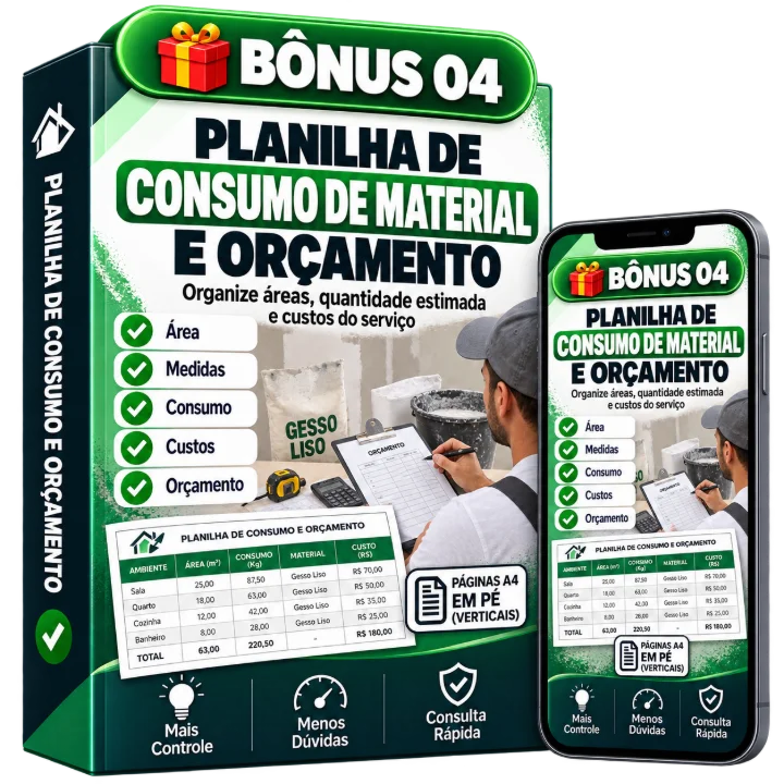 Mockup Bônus 4 — Planilha de Consumo de Material e Orçamento